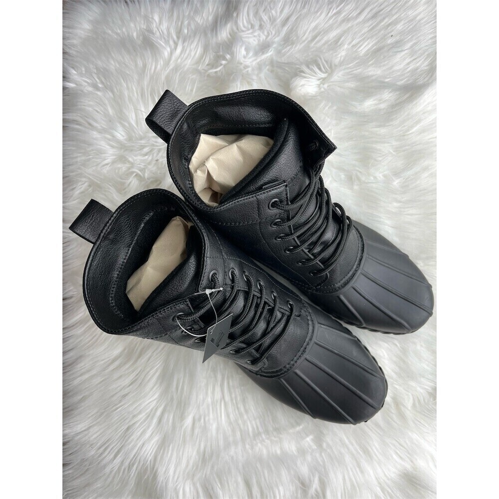 🆕 London Fog Collection Men's Seth Duck Boots Black Waterproof Lace-Up Size 13